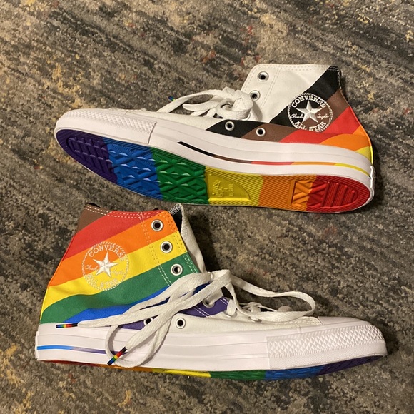NWOT LGBTQ+ Gay Pride Rainbow Converse High Tops 🌈 - Picture 5 of 13